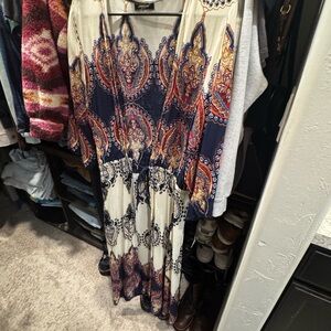 Angie Navy and Cream Paisley Maxi Dress